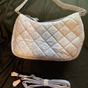 Elegant Quilted Shoulder Bag - Light Blue